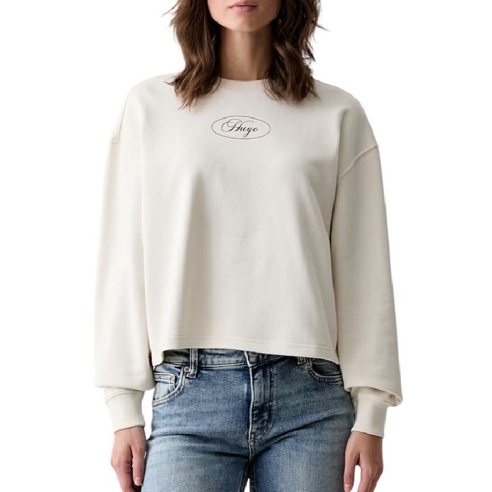 HUGO BOSS DAMASWEE B JERSEY SWEATSHIRT ΜΠΛΟΥΖΑ ΦΟΥΤΕΡ ΓΥΝΑΙΚΕΙΑ OFF WHITE