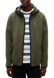 TOMMY JEANS REG BADGE TEDDY ZIP ΜΠΟΥΦΑΝ ΑΝΔΡΙΚΟ OLIVE