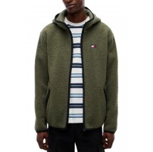 TOMMY JEANS REG BADGE TEDDY ZIP ΜΠΟΥΦΑΝ ΑΝΔΡΙΚΟ OLIVE