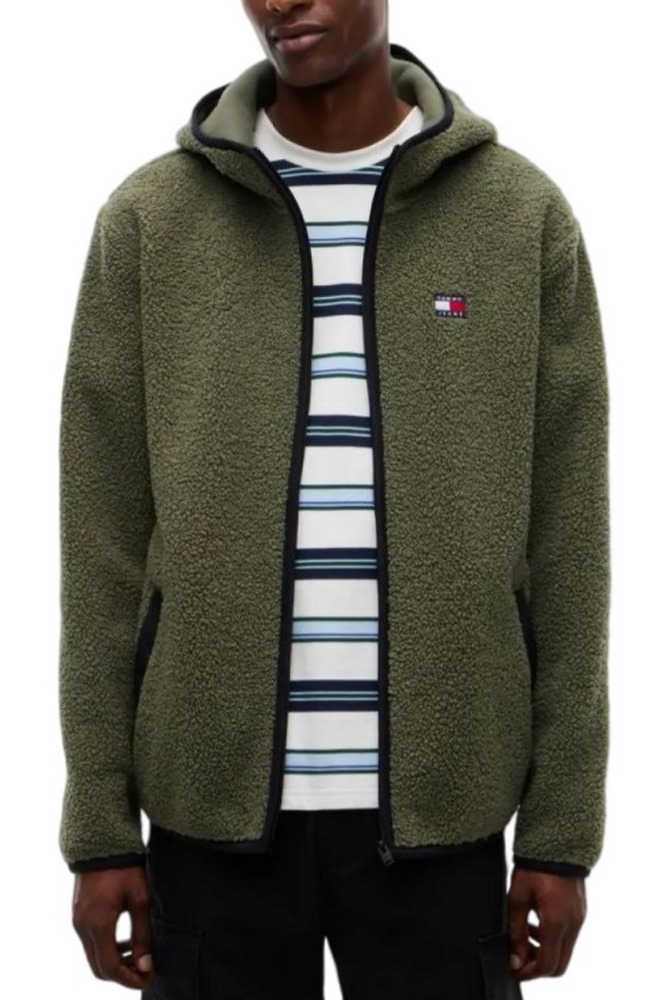 TOMMY JEANS REG BADGE TEDDY ZIP ΜΠΟΥΦΑΝ ΑΝΔΡΙΚΟ OLIVE