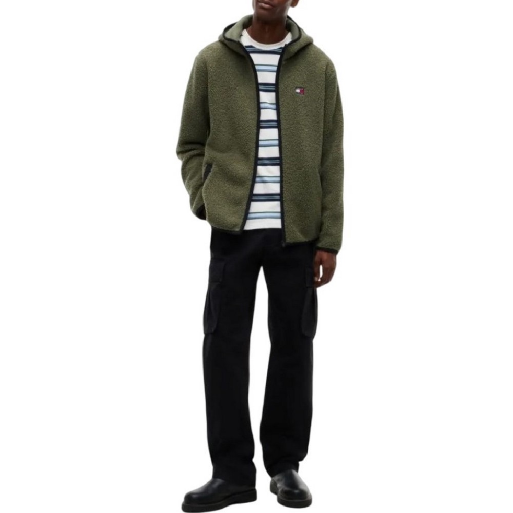 TOMMY JEANS REG BADGE TEDDY ZIP ΜΠΟΥΦΑΝ ΑΝΔΡΙΚΟ OLIVE