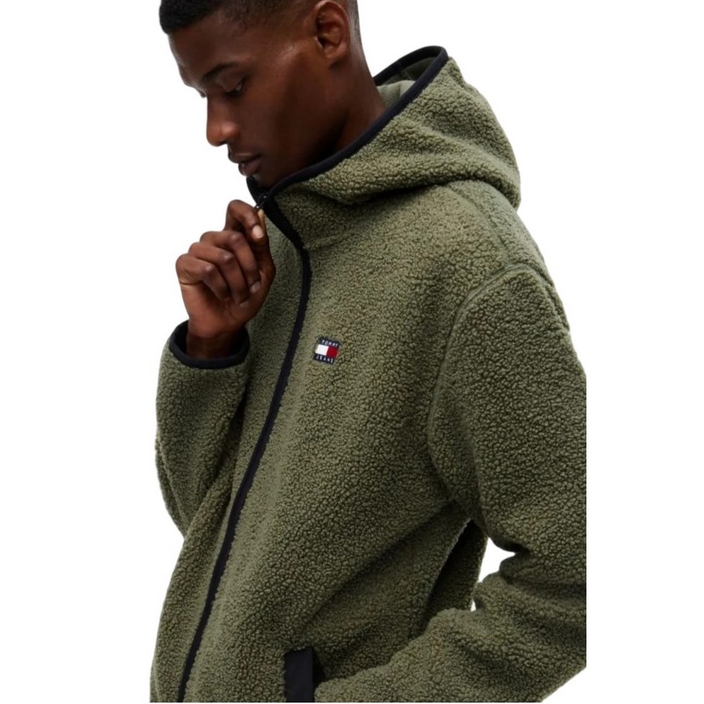 TOMMY JEANS REG BADGE TEDDY ZIP ΜΠΟΥΦΑΝ ΑΝΔΡΙΚΟ OLIVE