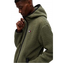 TOMMY JEANS REG BADGE TEDDY ZIP ΜΠΟΥΦΑΝ ΑΝΔΡΙΚΟ OLIVE