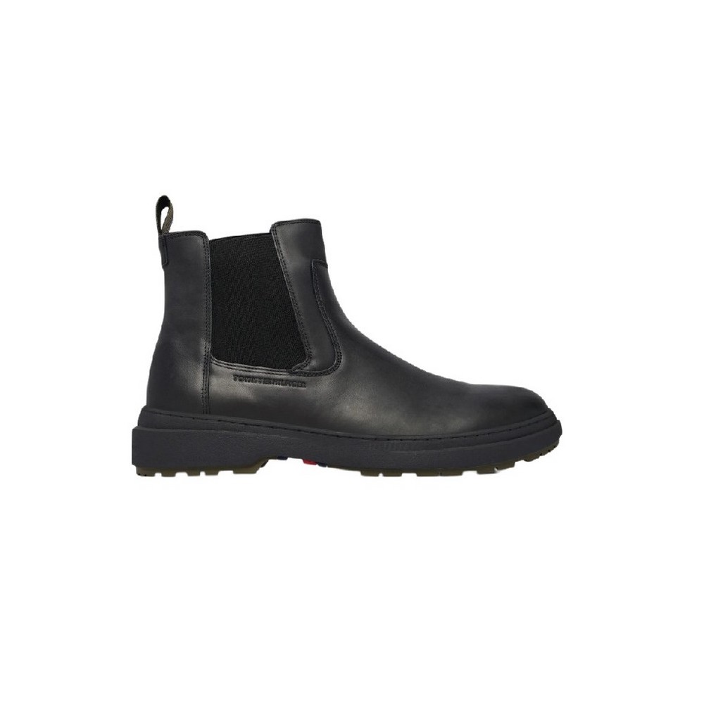 TOMMY HILFIGER OUTDOOR WARM LTH CHEL ΠΑΠΟΥΤΣΙ ΑΝΔΡΙΚΟ BLACK