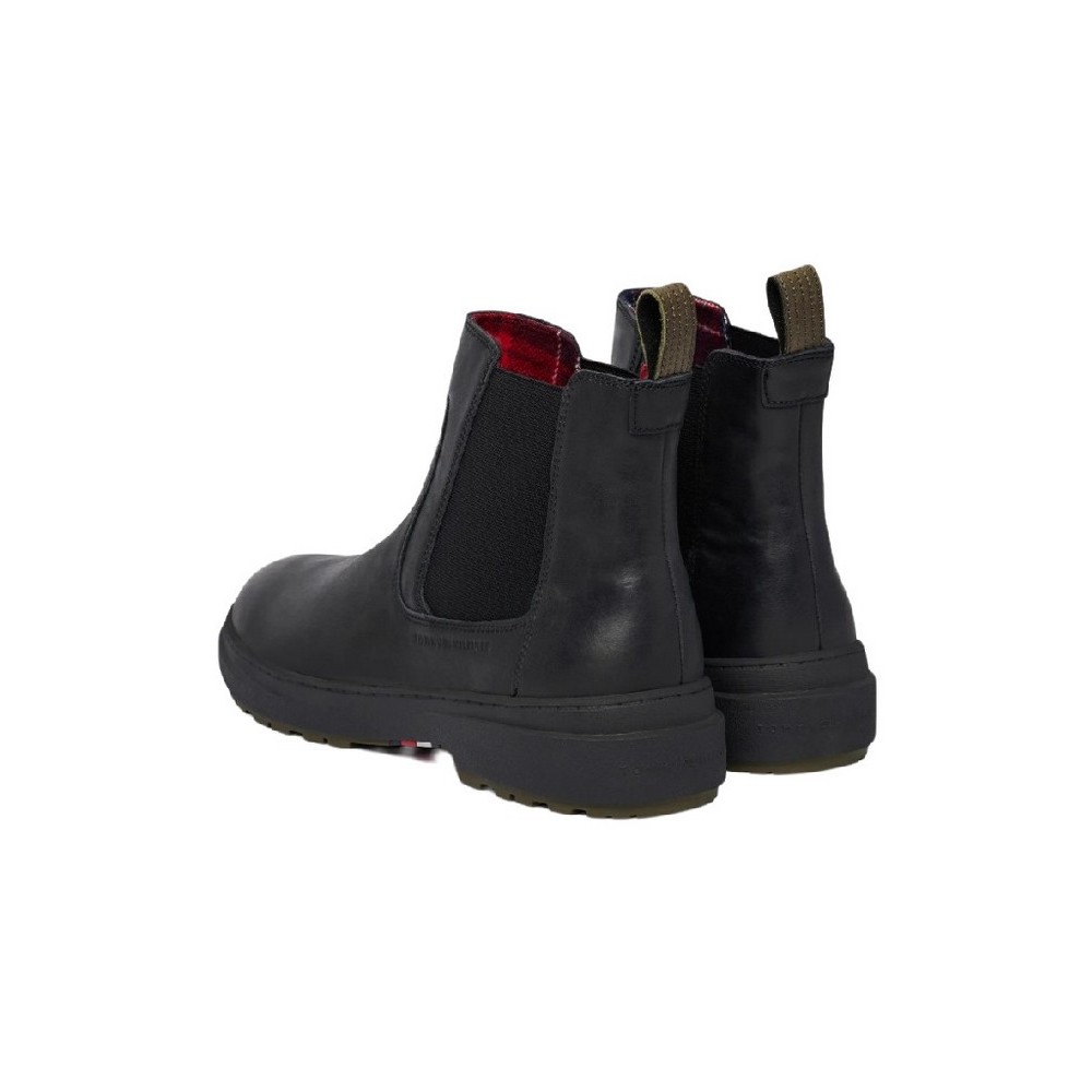 TOMMY HILFIGER OUTDOOR WARM LTH CHEL ΠΑΠΟΥΤΣΙ ΑΝΔΡΙΚΟ BLACK