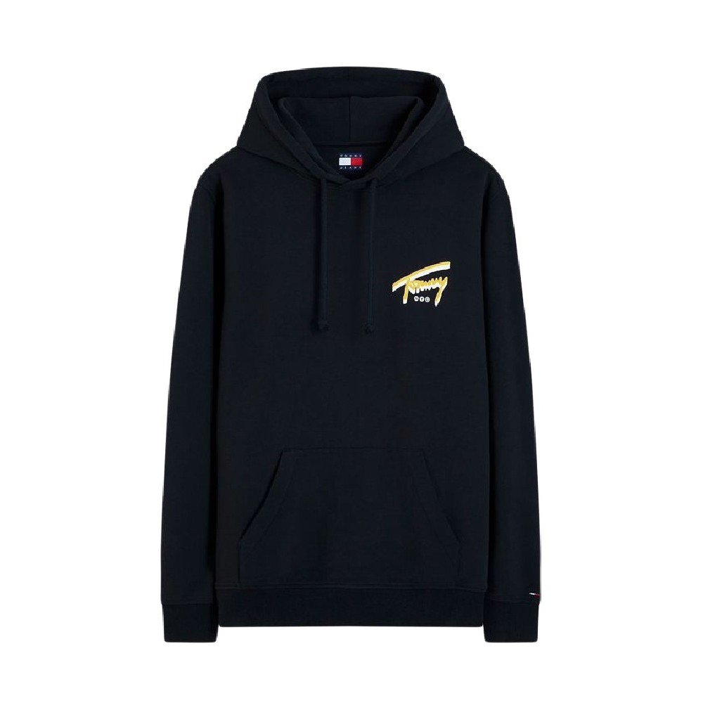 TOMMY JEANS REG NYC SIGNATURE HOODIE EXT ΜΠΛΟΥΖΑ ΦΟΥΤΕΡ ΑΝΔΡΙΚΗ BLACK