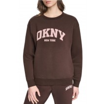 DKNY PUFF VARSITY LOGO SWEATSHIRT ΜΠΛΟΥΖΑ ΦΟΥΤΕΡ ΓΥΝΑΙΚΕΙΑ BROWN