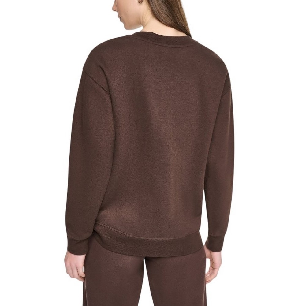 DKNY PUFF VARSITY LOGO SWEATSHIRT ΜΠΛΟΥΖΑ ΦΟΥΤΕΡ ΓΥΝΑΙΚΕΙΑ BROWN