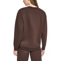 DKNY PUFF VARSITY LOGO SWEATSHIRT ΜΠΛΟΥΖΑ ΦΟΥΤΕΡ ΓΥΝΑΙΚΕΙΑ BROWN