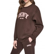 DKNY PUFF VARSITY LOGO SWEATSHIRT ΜΠΛΟΥΖΑ ΦΟΥΤΕΡ ΓΥΝΑΙΚΕΙΑ BROWN