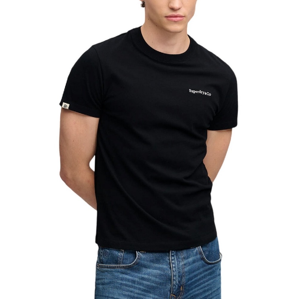 SUPERDRY ESSENTIAL COMPANY LOGO T-SHIRT ΜΠΛΟΥΖΑ ΑΝΔΡΙΚΗ BLACK/ECRU