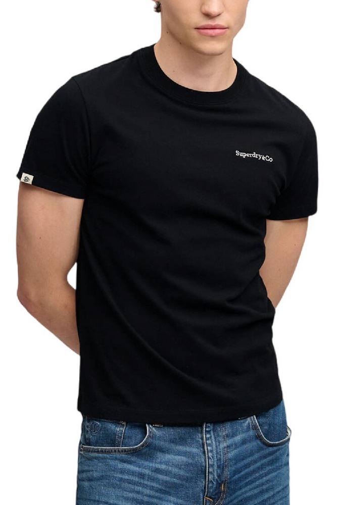 SUPERDRY ESSENTIAL COMPANY LOGO T-SHIRT ΜΠΛΟΥΖΑ ΑΝΔΡΙΚΗ BLACK/ECRU