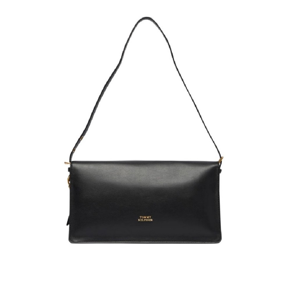 TOMMY HILFIGER CREST LEATHER CONV SHOULDER BAG ΤΣΑΝΤΑ ΓΥΝΑΙΚΕΙΑ BLACK