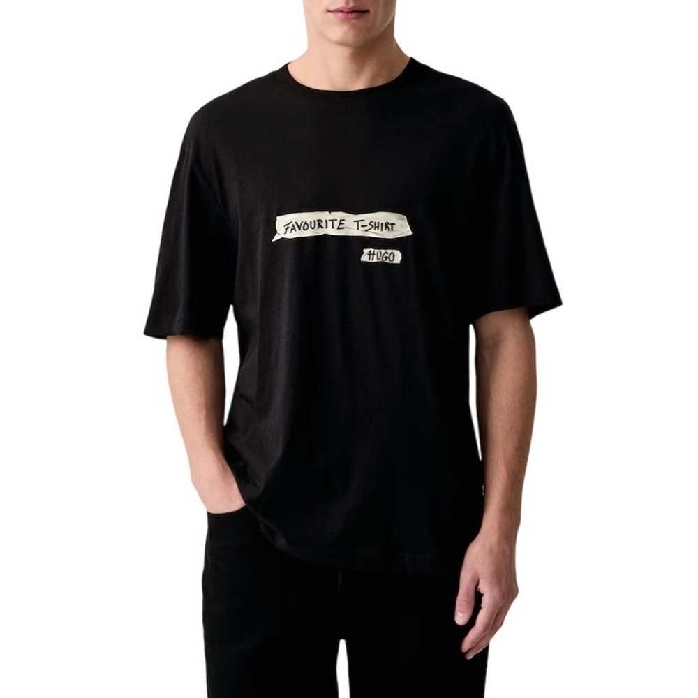 HUGO BOSS NAXTER JERSEY T-SHIRT ΜΠΛΟΥΖΑ ΑΝΔΡΙΚΗ BLACK