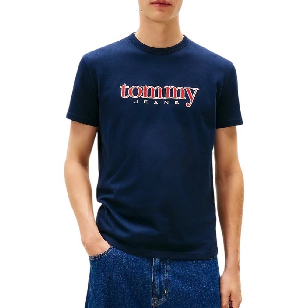 TOMMY JEANS REG APPLIQ GRAPHIC T EXT T-SHIRT ΜΠΛΟΥΖΑ ΑΝΔΡΙΚΗ DARK NAVY