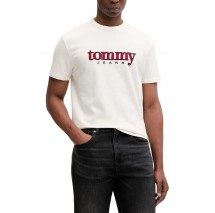 TOMMY JEANS REG APPLIQ GRAPHIC T EXT T-SHIRT ΜΠΛΟΥΖΑ ΑΝΔΡΙΚΗ OFF WHITE