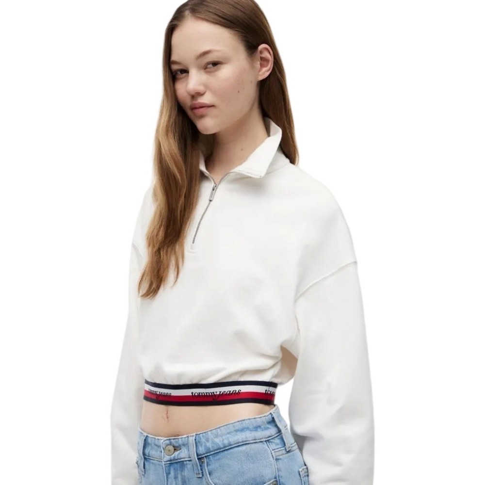 TOMMY JEANS BXY 1/4 ZIP TAPE ΦΟΥΤΕΡ ΜΠΛΟΥΖΑ ΓΥΝΑΙΚΕΙΑ WHITE