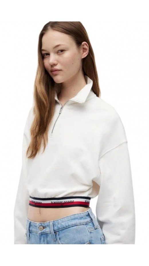 TOMMY JEANS BXY 1/4 ZIP TAPE ΦΟΥΤΕΡ ΜΠΛΟΥΖΑ ΓΥΝΑΙΚΕΙΑ WHITE