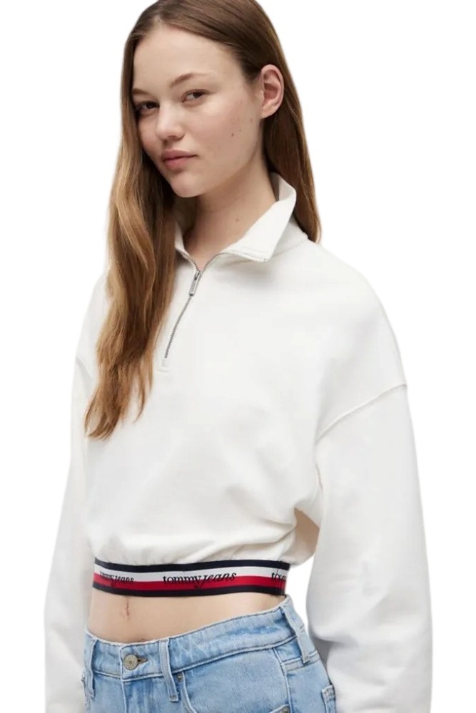 TOMMY JEANS BXY 1/4 ZIP TAPE ΦΟΥΤΕΡ ΜΠΛΟΥΖΑ ΓΥΝΑΙΚΕΙΑ WHITE