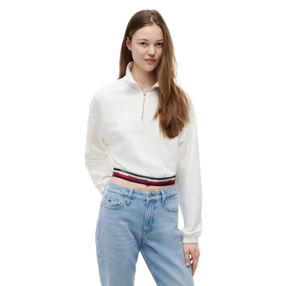TOMMY JEANS BXY 1/4 ZIP TAPE ΦΟΥΤΕΡ ΜΠΛΟΥΖΑ ΓΥΝΑΙΚΕΙΑ WHITE