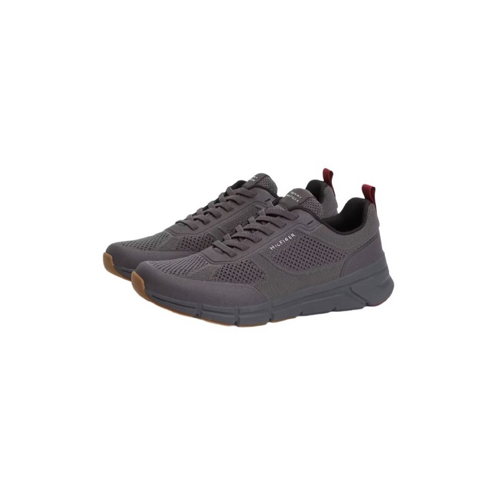 TOMMY HILFIGER LIGHT KNITTED HILFIGER RUNNER ΠΑΠΟΥΤΣΙ ΑΝΔΡΙΚΟ DARK GREY