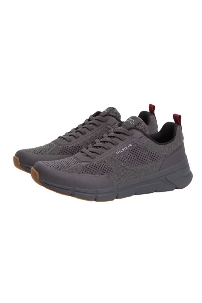 TOMMY HILFIGER LIGHT KNITTED HILFIGER RUNNER ΠΑΠΟΥΤΣΙ ΑΝΔΡΙΚΟ DARK GREY