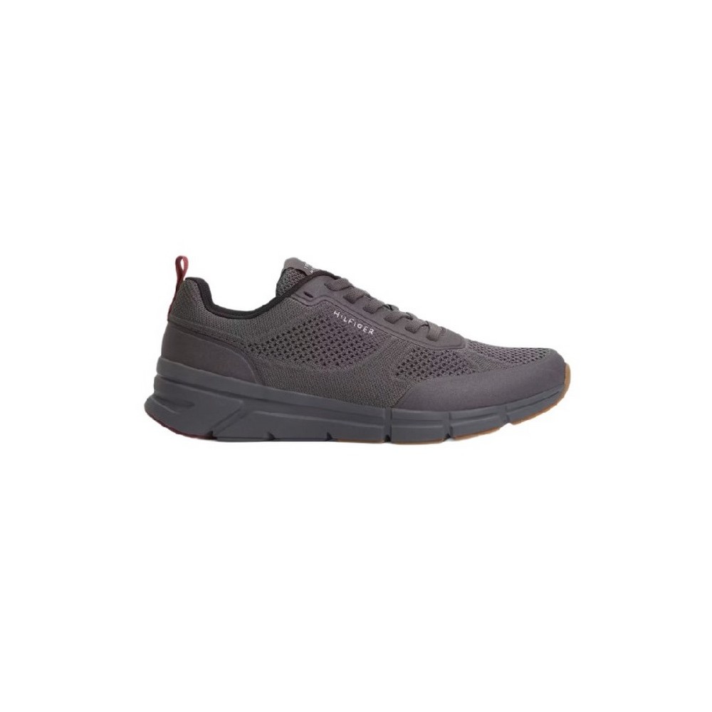 TOMMY HILFIGER LIGHT KNITTED HILFIGER RUNNER ΠΑΠΟΥΤΣΙ ΑΝΔΡΙΚΟ DARK GREY
