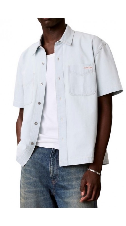 CALVIN KLEIN JEANS SHORT SLEEVE SHIRT BLEACHOUT 205 ΤΖΙΝ ΠΟΥΚΑΜΙΣΟ ΑΝΔΡΙΚΟ DENIM LIGHT