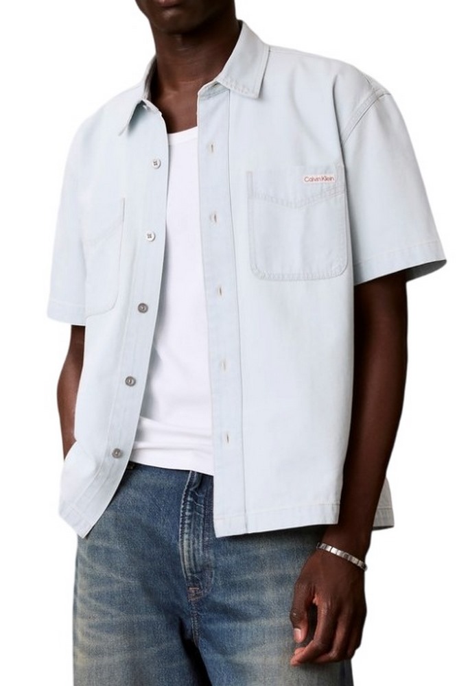 CALVIN KLEIN JEANS SHORT SLEEVE SHIRT BLEACHOUT 205 ΤΖΙΝ ΠΟΥΚΑΜΙΣΟ ΑΝΔΡΙΚΟ DENIM LIGHT