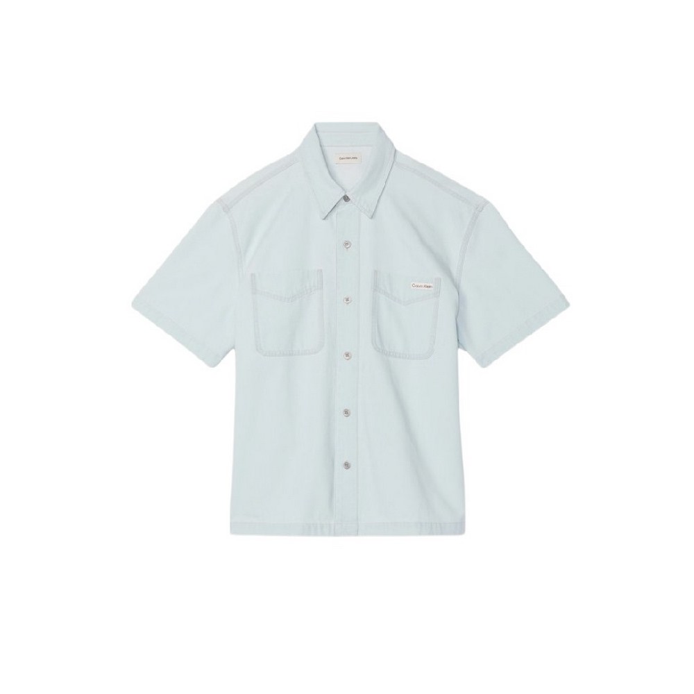 CALVIN KLEIN JEANS SHORT SLEEVE SHIRT BLEACHOUT 205 ΤΖΙΝ ΠΟΥΚΑΜΙΣΟ ΑΝΔΡΙΚΟ DENIM LIGHT