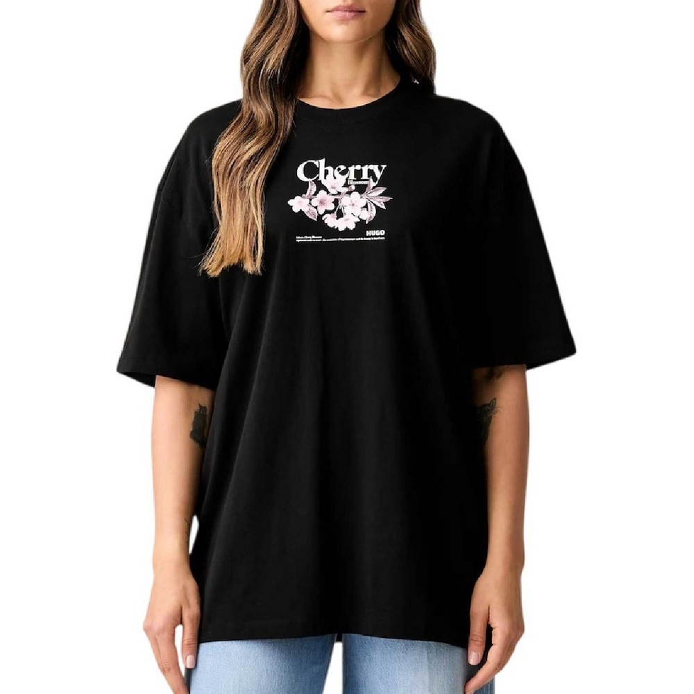 HUGO BOSS OVERSIZED TEE JERSEY T-SHIRT ΜΠΛΟΥΖΑ ΓΥΝΑΙΚΕΙΑ BLACK