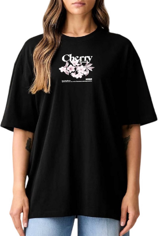 HUGO BOSS OVERSIZED TEE JERSEY T-SHIRT ΜΠΛΟΥΖΑ ΓΥΝΑΙΚΕΙΑ BLACK