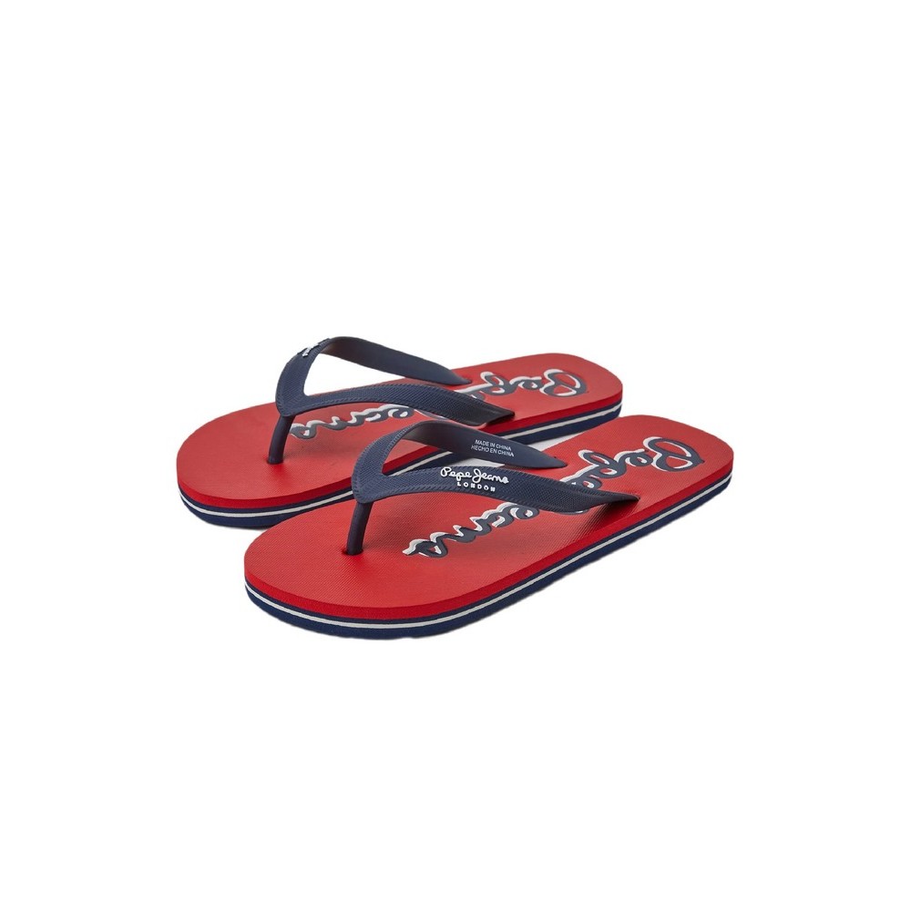 PEPE JEANS BAY BEACH LOGO M SS23 ΠΑΝΤΟΦΛΑ ΑΝΔΡΙΚΗ RED