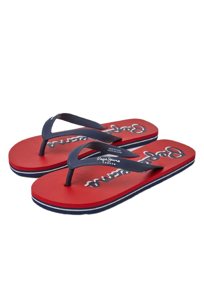 PEPE JEANS BAY BEACH LOGO M SS23 ΠΑΝΤΟΦΛΑ ΑΝΔΡΙΚΗ RED