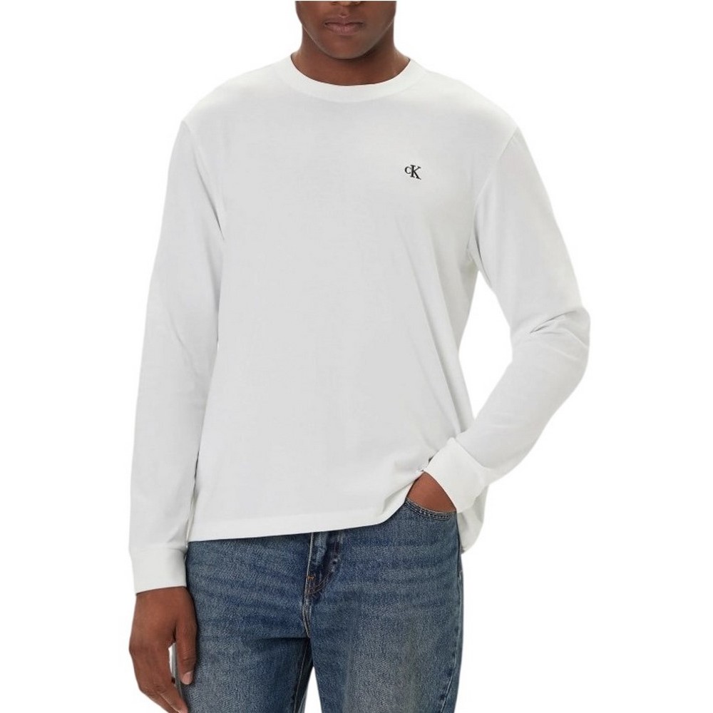 CALVIN KLEIN JEANS LS EASY MONOGRAM TEE ΜΠΛΟΥΖΑ ΑΝΔΡΙΚΗ WHITE