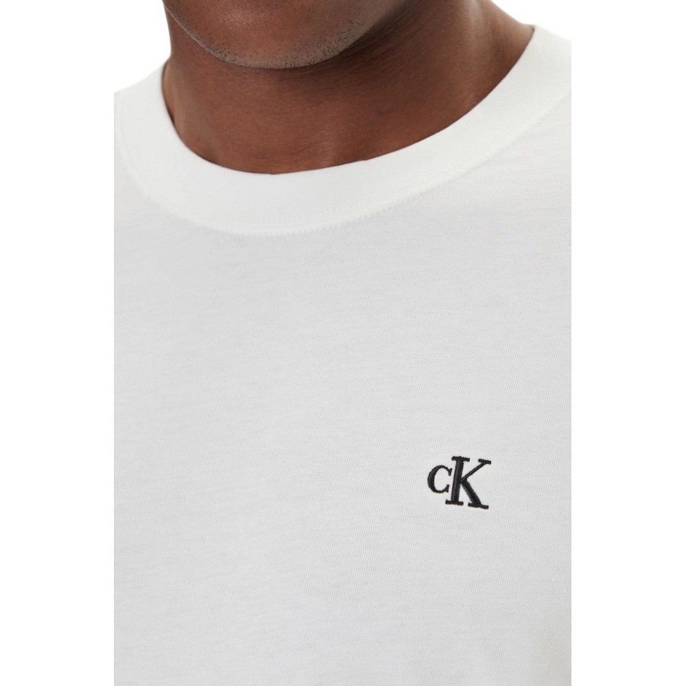 CALVIN KLEIN JEANS LS EASY MONOGRAM TEE ΜΠΛΟΥΖΑ ΑΝΔΡΙΚΗ WHITE