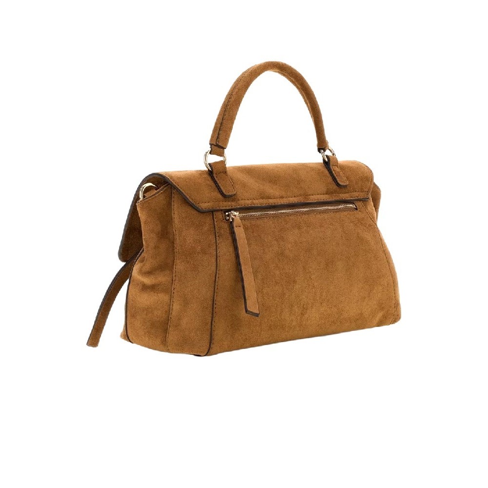 GUESS DEVON TOP HANDLE FLAP ΤΣΑΝΤΑ ΓΥΝΑΙΚΕΙΑ COGNAC