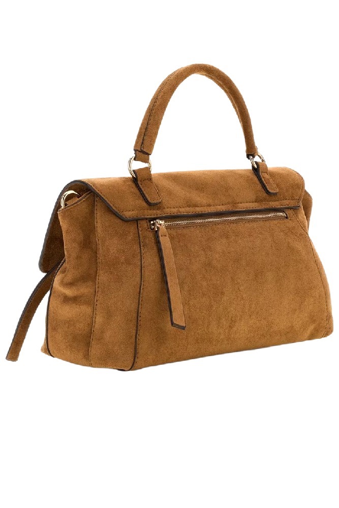 GUESS DEVON TOP HANDLE FLAP ΤΣΑΝΤΑ ΓΥΝΑΙΚΕΙΑ COGNAC