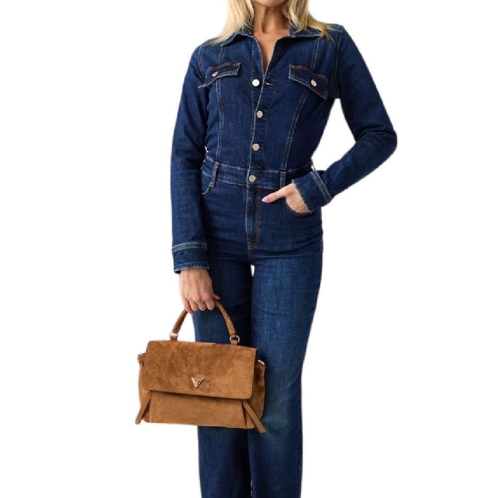 GUESS DEVON TOP HANDLE FLAP ΤΣΑΝΤΑ ΓΥΝΑΙΚΕΙΑ COGNAC