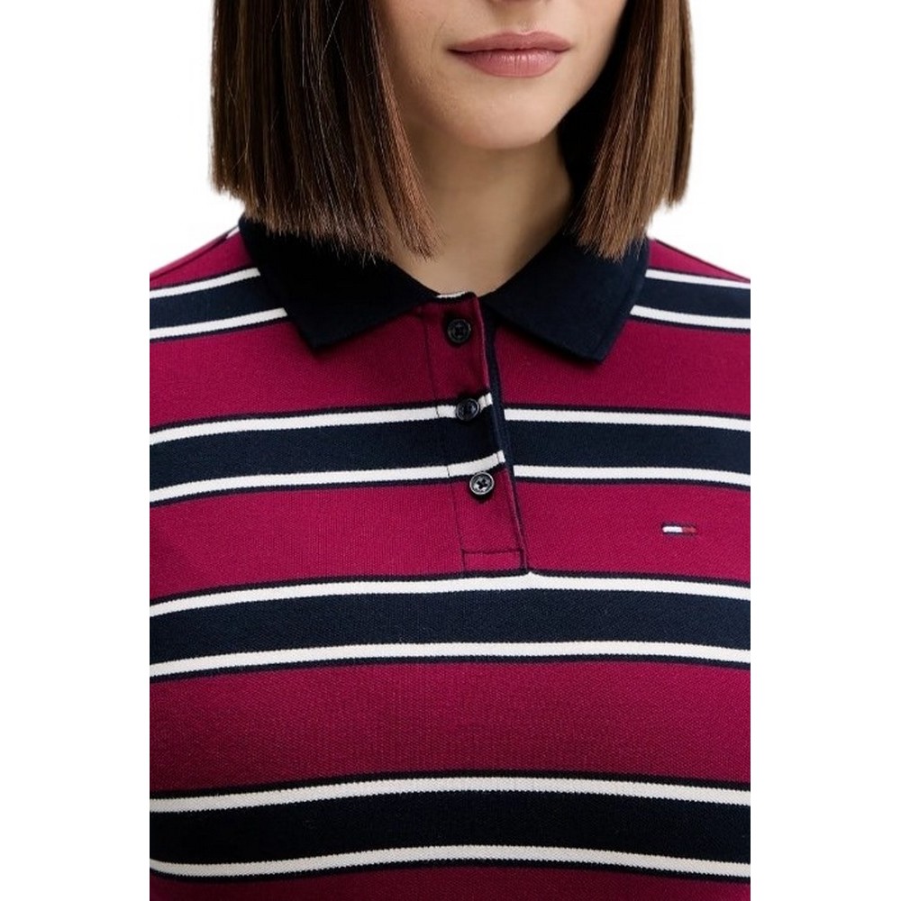 TOMMY JEANS MINI POLO STRIPE LS DRESS ΦΟΡΕΜΑ ΓΥΝΑΙΚΕΙΟ BORDEAUX