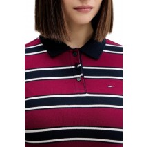 TOMMY JEANS MINI POLO STRIPE LS DRESS ΦΟΡΕΜΑ ΓΥΝΑΙΚΕΙΟ BORDEAUX
