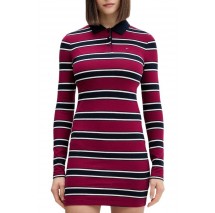 TOMMY JEANS MINI POLO STRIPE LS DRESS ΦΟΡΕΜΑ ΓΥΝΑΙΚΕΙΟ BORDEAUX