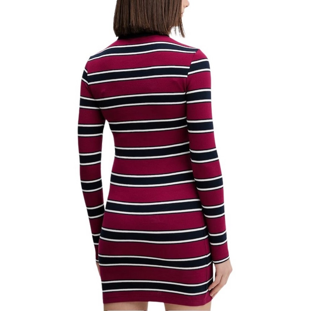 TOMMY JEANS MINI POLO STRIPE LS DRESS ΦΟΡΕΜΑ ΓΥΝΑΙΚΕΙΟ BORDEAUX