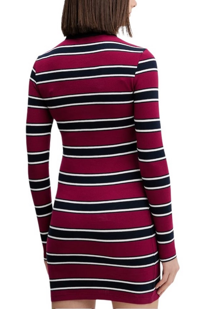 TOMMY JEANS MINI POLO STRIPE LS DRESS ΦΟΡΕΜΑ ΓΥΝΑΙΚΕΙΟ BORDEAUX