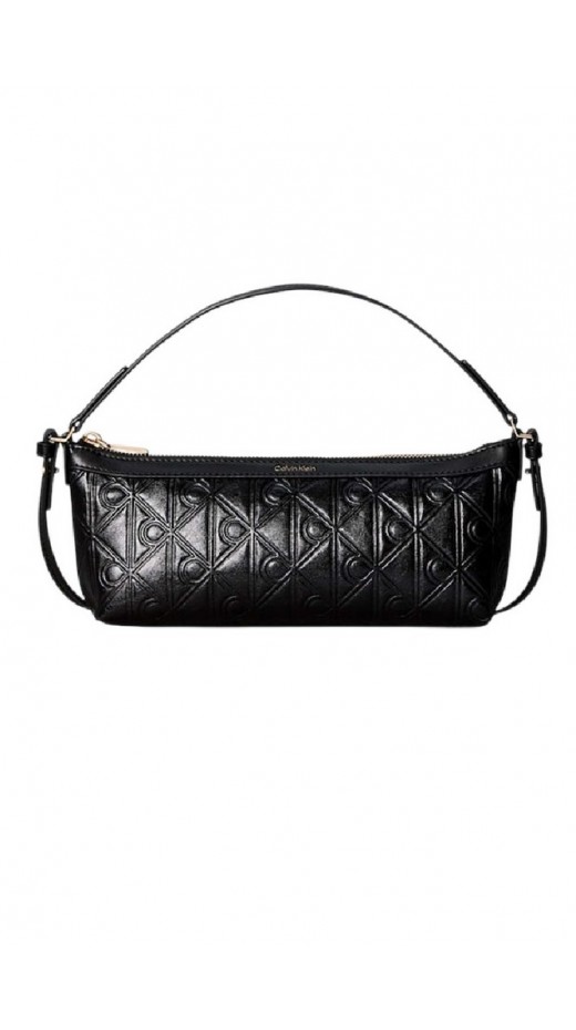 CALVIN KLEIN EMBLEM AOP DEBOSSED ELONGATED ΤΣΑΝΤΑ ΓΥΝΑΙΚΕΙΑ BLACK