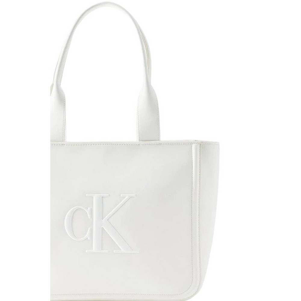 CALVIN KLEIN RAISED MEDIUM TOTE ΤΣΑΝΤΑ ΓΥΝΑΙΚΕΙΑ WHITE