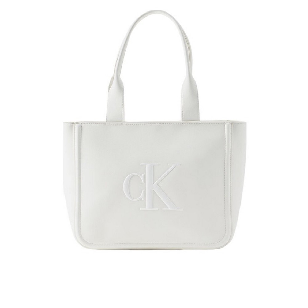 CALVIN KLEIN RAISED MEDIUM TOTE ΤΣΑΝΤΑ ΓΥΝΑΙΚΕΙΑ WHITE