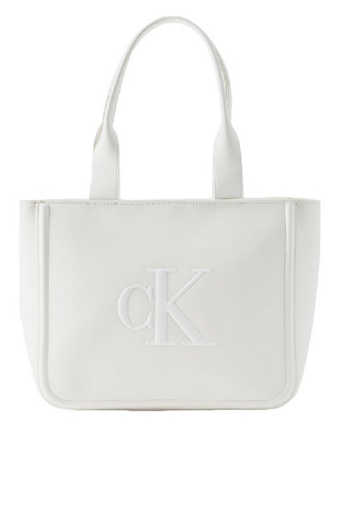 CALVIN KLEIN RAISED MEDIUM TOTE ΤΣΑΝΤΑ ΓΥΝΑΙΚΕΙΑ WHITE