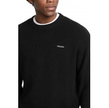 GUESS JEANS LS CN OS PATCH SWTR ΜΠΛΟΥΖΑ ΠΛΕΚΤΗ ΑΝΔΡΙΚΗ BLACK