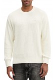 GUESS JEANS LS CN OS PATCH SWTR ΜΠΛΟΥΖΑ ΠΛΕΚΤΗ ΑΝΔΡΙΚΗ OFF WHITE